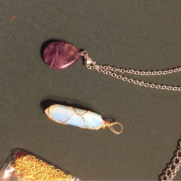 Amethyst Pendant & Opal Pendant Necklaces - Picture 4 of 6